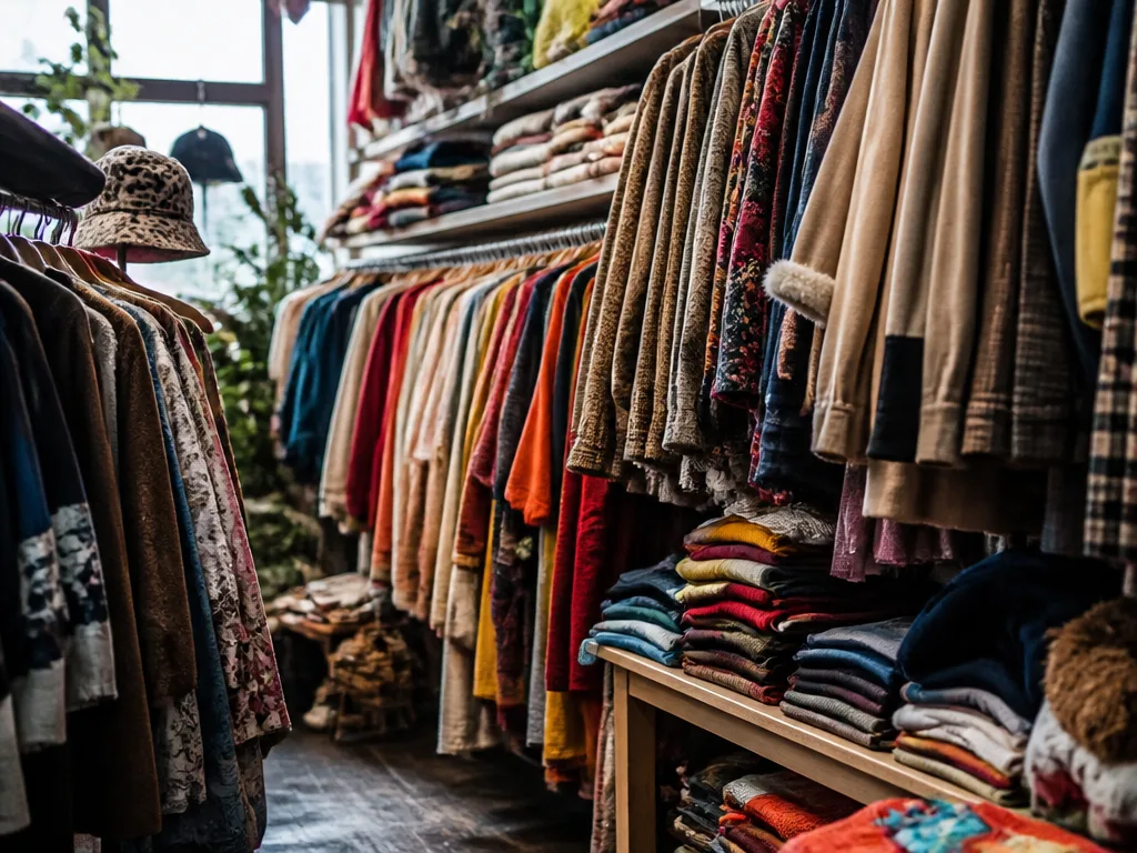 Fullpackade klädställ med färgglada plagg i en butik som säljer fast fashion
